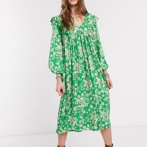 ASOS design midi smock dress floral green medium 8